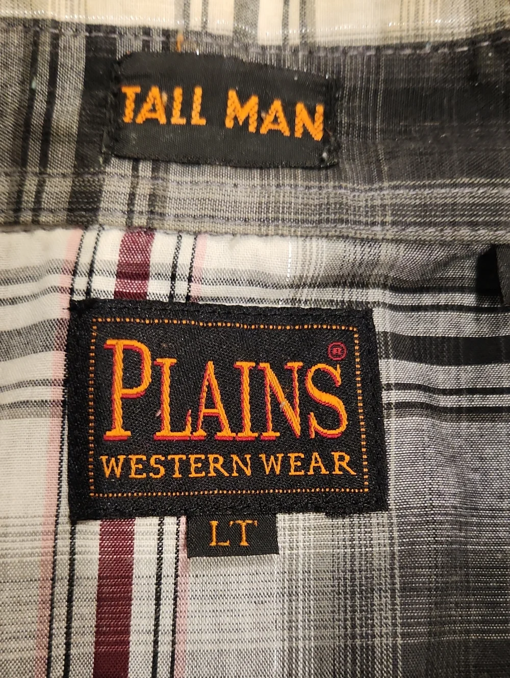 Plains Western Wear black and white plaid pearl snap shirt LT